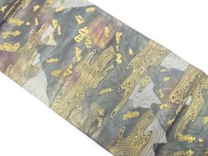 山並に流水模様織り出し　袋帯